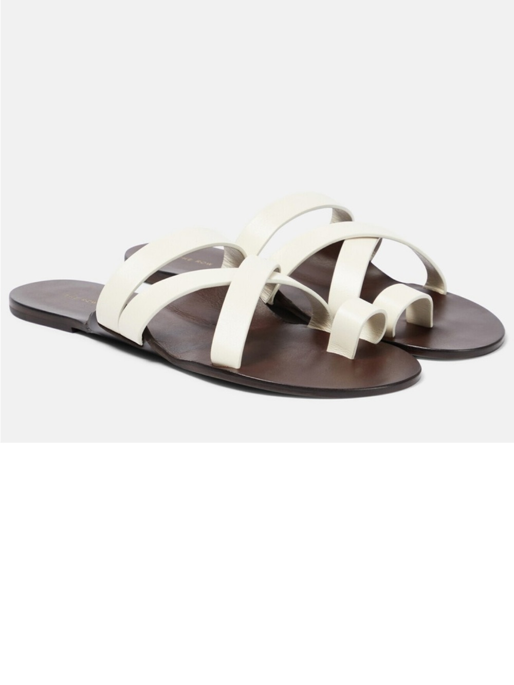 The Row Cream White Kris Leather Sandals
